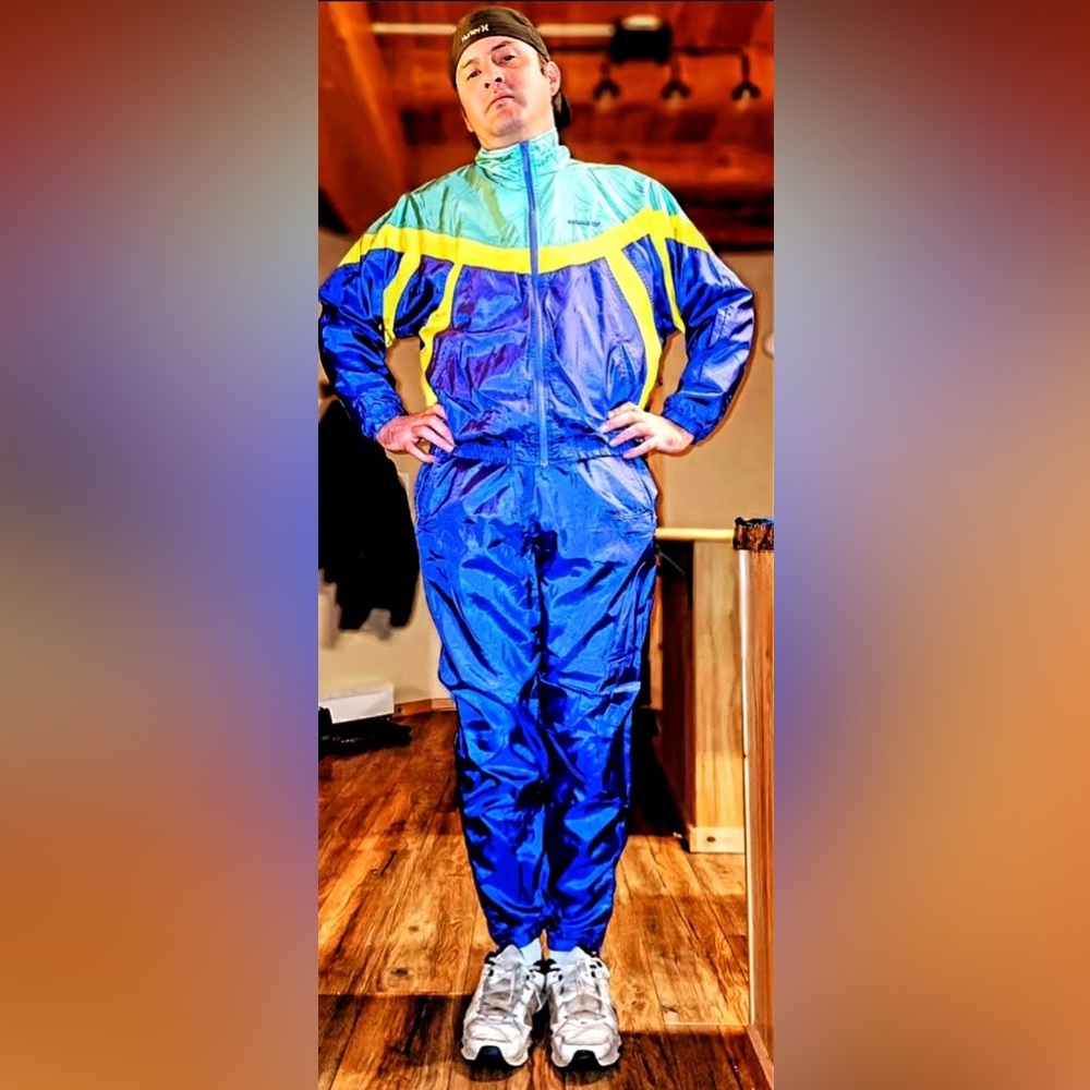 Shiny satin adidas windbreaker shellsuit tracksuit windsuit